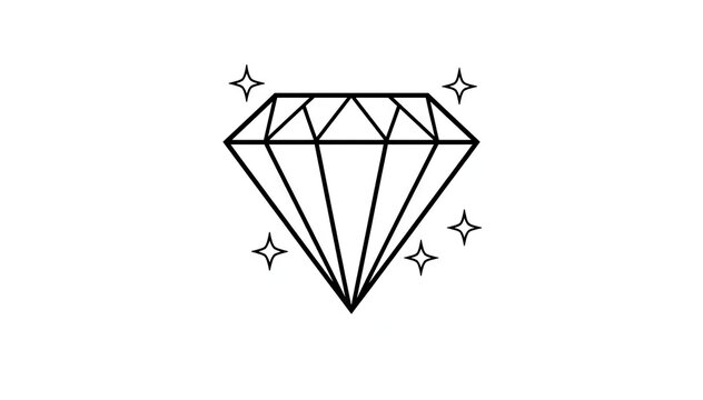 Line drawing of a sparkling diamond gemstone icon
