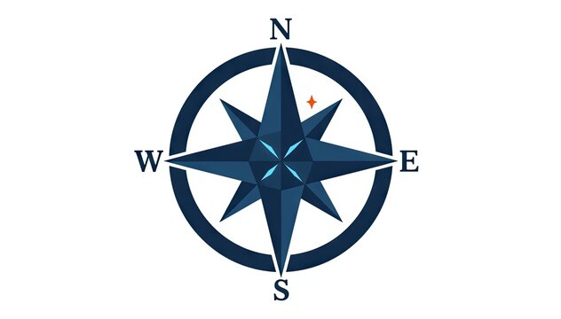 Blue compass logo with cardinal letters