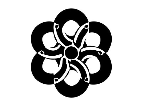 Black celtic knot flower with six interlocking loops