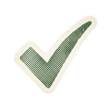 Green halftone check mark icon isolated on transparent background
