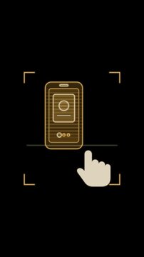 Swipe left and right gesture on smartphone hologram HUD animation loop