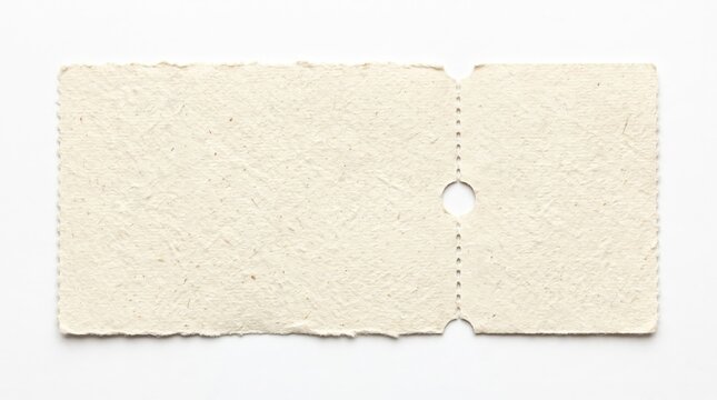 Blank vintage handmade paper ticket coupon voucher mockup with perforation and hole