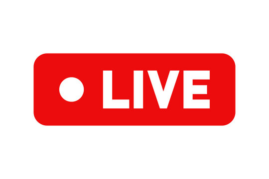 Red live broadcast icon with a white dot for streaming video and social media content