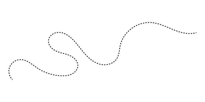 Black dotted wavy line path on a simple graphic design element