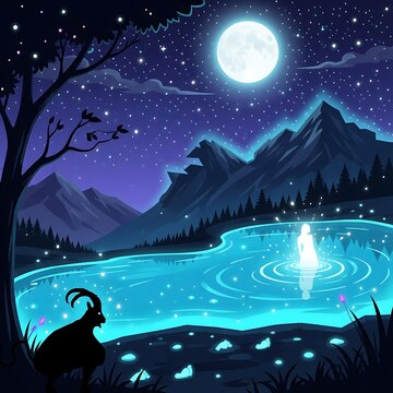 night landscape with moon
