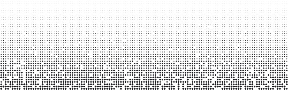 Black and white abstract halftone background, with a gradient, pattern of diamond, shaped dots scattered, across the white surface