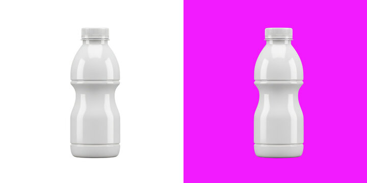 Clear plastic beverage bottle for water or yogurt drinks 3D rendering mockup transparent background, png
