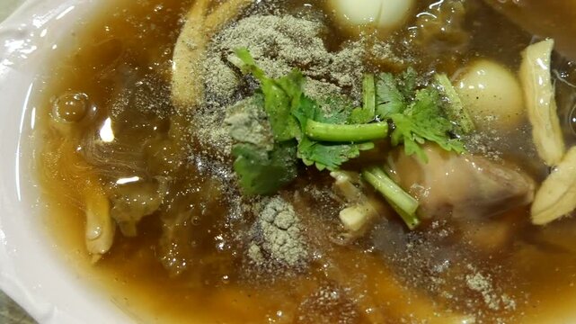 Braised Fish Maw in Red Gravy, Thai Street Food