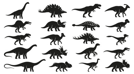 Collection of Dinosaur Silhouettes on Transparent Background © alam