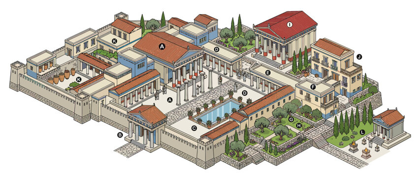 Ancient Roman Villa Layout Illustration