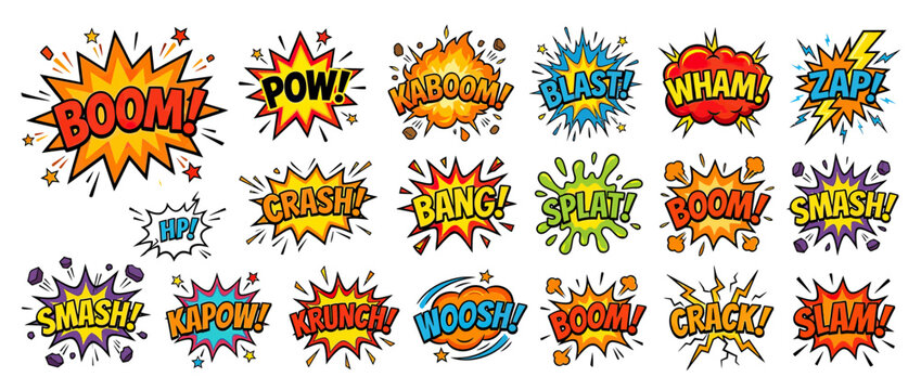 Comic Book Sound Effect Word Bubbles Isolated