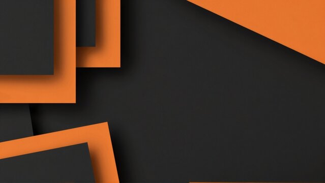 abstract background black orange color scheme side several orange black geometric shapes arranged diagonal pattern shapes overlapping creating sense depth dimension background solid black color while
