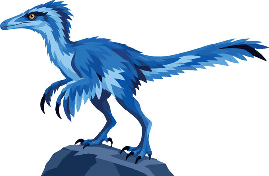 troodon perched on a rock, side profile facing left, full body, predatory dinosaur, vector illustration