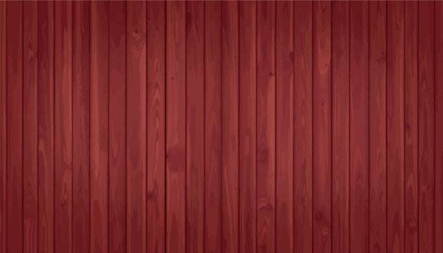 Seamless red wooden plank texture, dark crimson vertical wood boards pattern. Vector background for modern design, rustic backdrop, banner header, wall covering, furniture surface or floor.