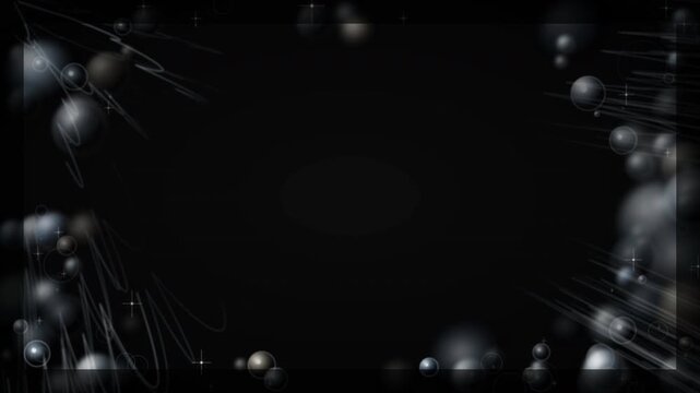 Premium liquid chrome mercury drops on jet black perimeter background