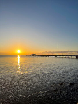 Sunrise over Shorncliffe Pier in Brisbane, Australia