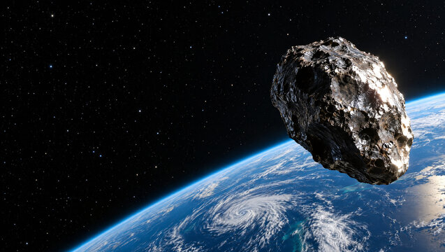 Nickel iron meteoroid with textured fusion crust in Earth orbit