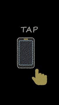 Double tap gesture on smartphone screen chalk drawing animation loop