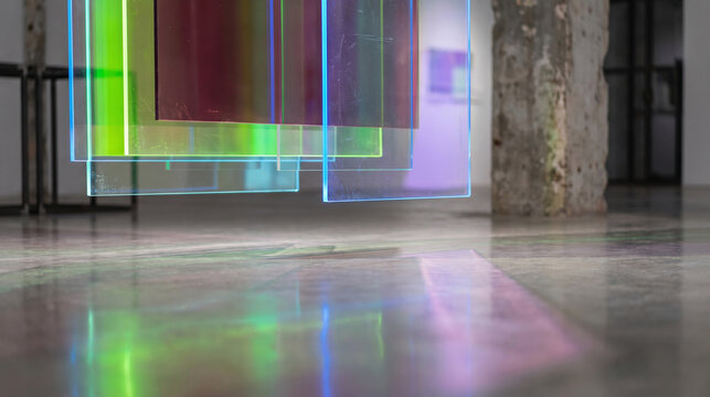 Reflective light panels reinvent an industrial gallery floor