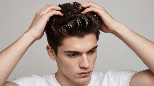 Styling com pomada quiff texturizado com as m&atilde;os