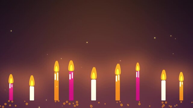 Dia de los Muertos Candles Glowing in the Night with Petals Loop Background