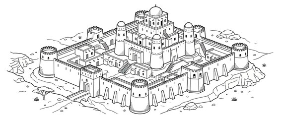Obraz premium Isometric Medieval Fortress Illustration