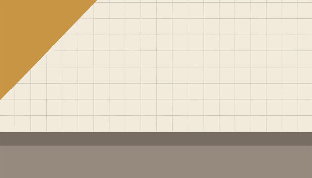 Ceramic square tile wall background featuring a geometric yellow diagonal shape and dark floor base panel.