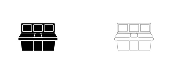 Ship bridge navigation console vector icon filled and outline, wheelhouse control panel symbol. © PicMag