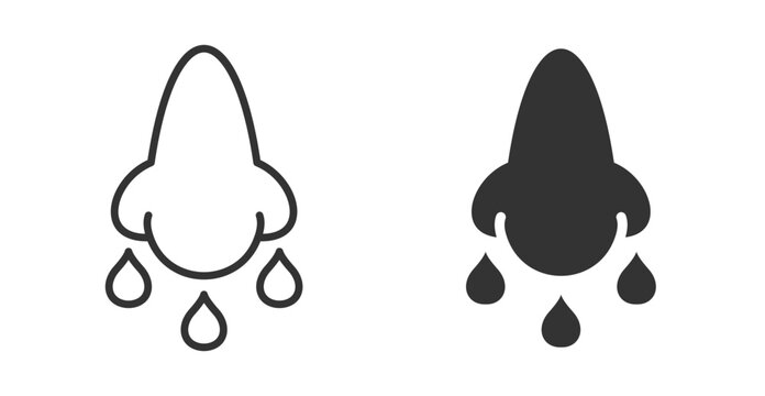 Sinusitis Icon Set. Designed In Outline And Solid Glyph Versions