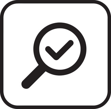 Magnifying glass search check mark success vector icon   