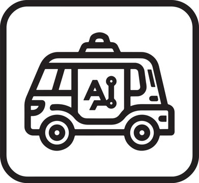 Autonomous AI vehicle smart self driving transport vector icon   