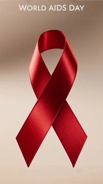 Poster postcard banner with symbol red ribbon for the World AIDS Day and fight hiv AI Generative