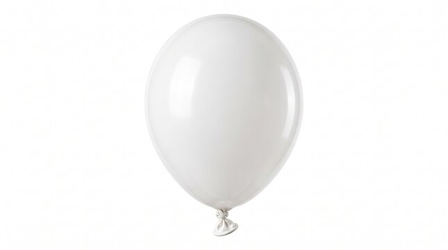 A single white inflated balloon isolated on a white background