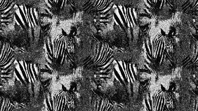 Zebra pattern for creative design and decor - seamless pattern. Stipple, halftone dots, transparent background
