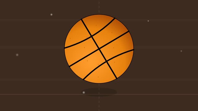 Rotating basketball graphic spinning against a dark minimal backdrop