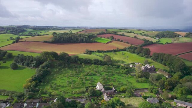English Village, Fields over Compton, Devon, England