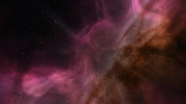 Dark nebula space background with pink cosmic gas.