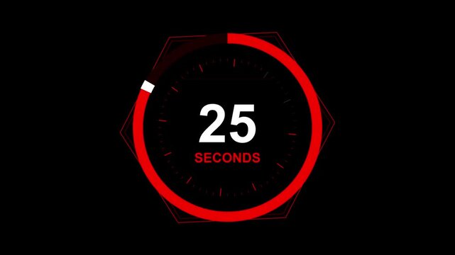 30 Second Neon Light Digital Countdown Timer on Black