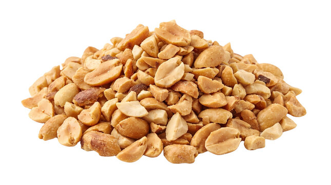 Pile of chopped roasted peanuts isolated on transparent background png