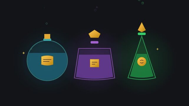 Animated 2D Flat Spooky Halloween Magic Potion Bottle Concept