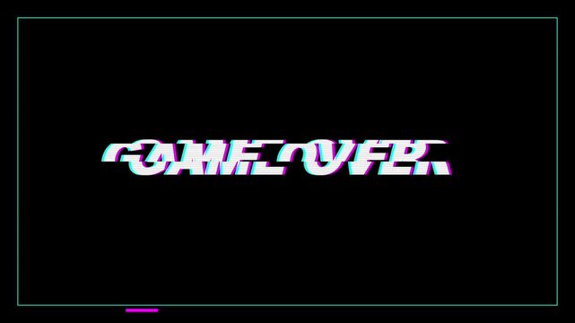 Glitch style game over text on black background