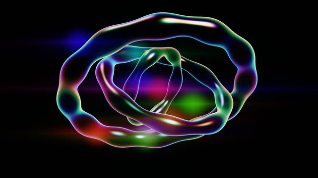 Rainbow crystal rings revolving through dark void with prismatic light dispersion for luxury product branding