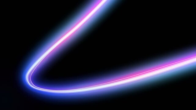Ultraviolet neon light arc pulsing rhythmically in deep black void with futuristic vibrant glow for high-tech product branding