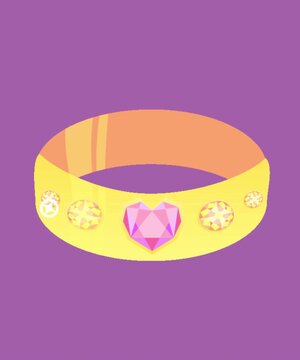 gold ring with a pink heart-shaped gemstone