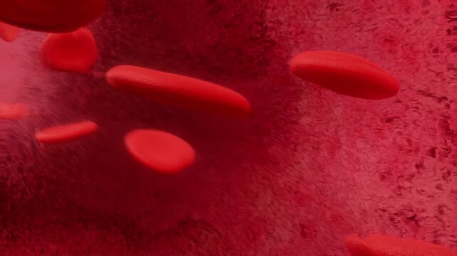 Close-Up of Red Blood Cells Moving Through a Vessel
