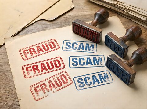 Fraud and scam warning labels on documents