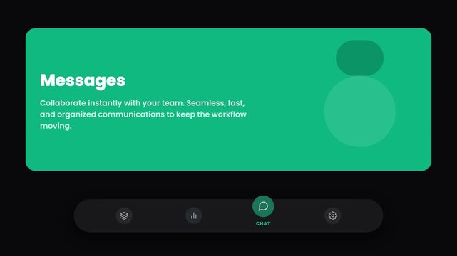 Fun and dynamic dark mode navigation where icons spring with an overshoot effect, followed by a staggered text reveal from below.
