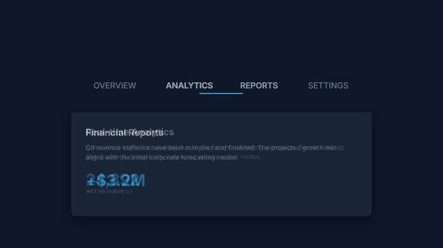 Corporate dark style tab navigation with sliding underline, font weight transition, and synchronised content panel reveals.