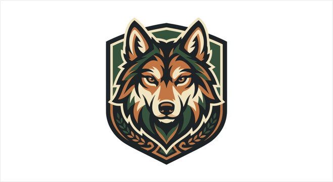 Majestic Wolf Head Emblem Logo Design.