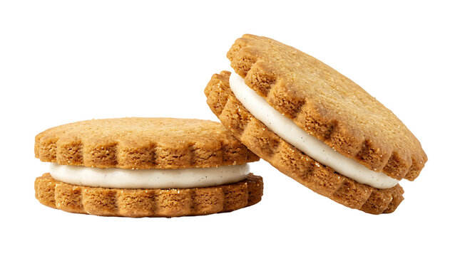 Cream filled sandwich cookies isolated on transparent background
